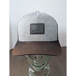 Fox Racing Trucker Hat Cap Gray Mesh Snap Back Adjustable Casual Distressed Logo